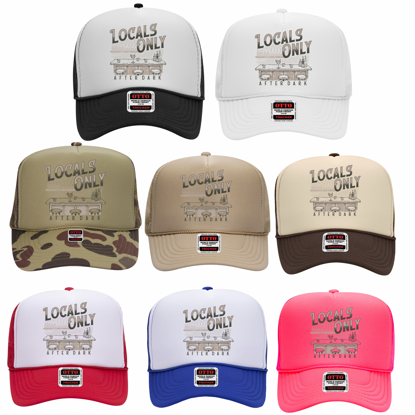 Locals Only After Dark Foam Trucker Hat | Vintage Dive Bar Snapback