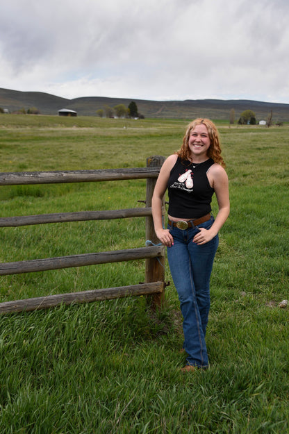 Here for the beer and cowboys cropped tank