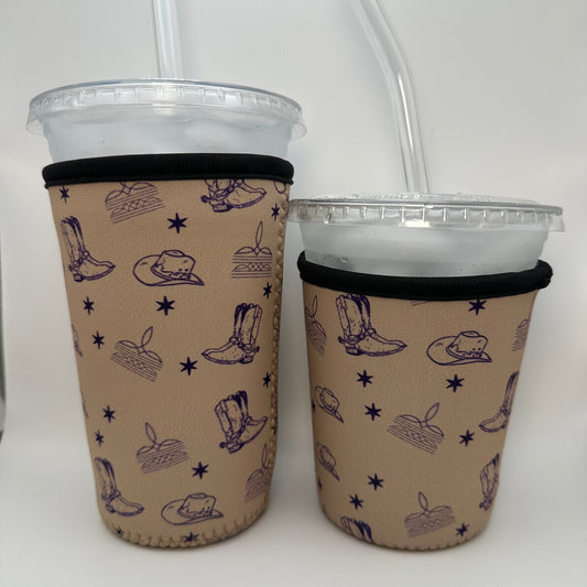 Neutral boots patterned Iced Coffee Cover | Iced Coffee Koozie