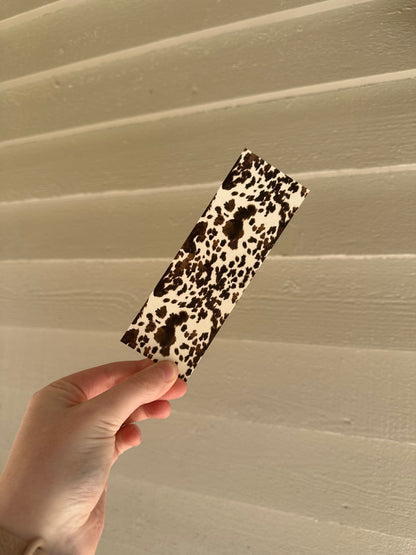 Brown Cowprint Western Bookmark – Rustic Ranch Cowhide Reading Accessory