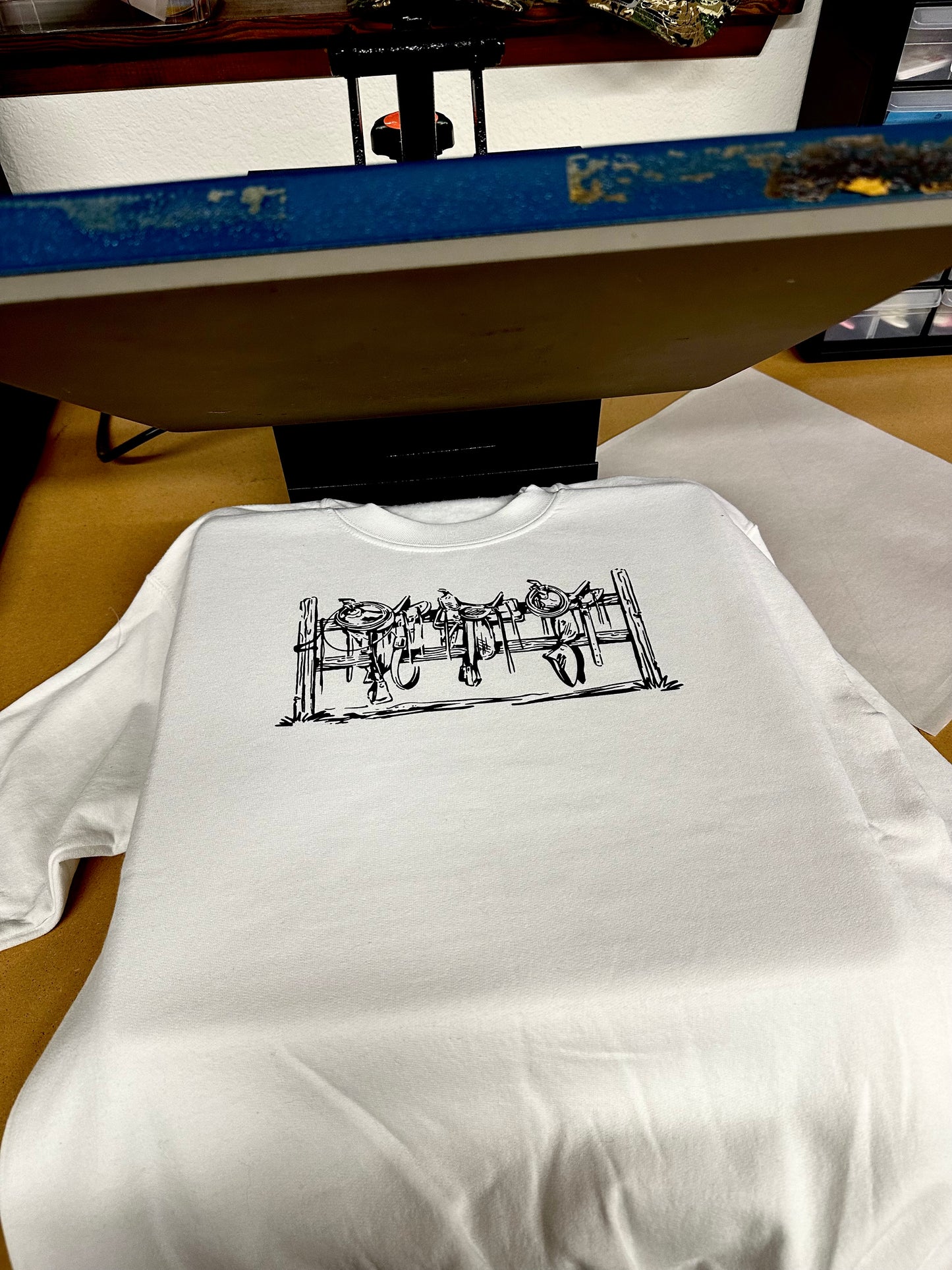 Saddles Up Black/White - Western Tack Graphic