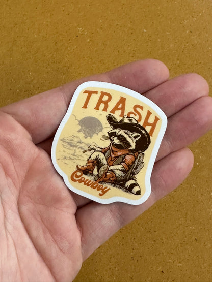 Trash cowboy raccoon sticker