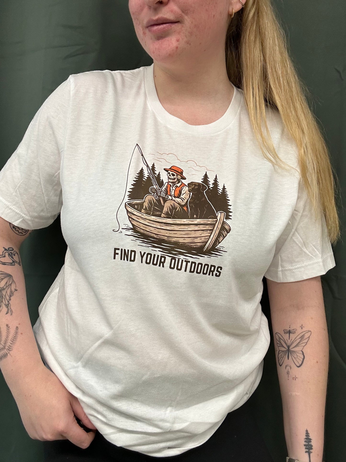 Find Your Outdoors Fishing Skeleton T-Shirt – Bella + Canvas & Jerzees