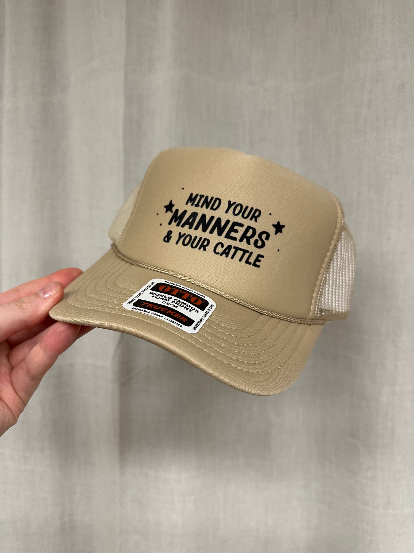 Mind Your Manners & Your Cattle Foam Trucker Hat | Western Snapback Hat