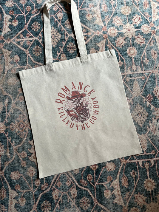 Romance killed the cowboy tote bag | Western tote bag | tote bag | book bag