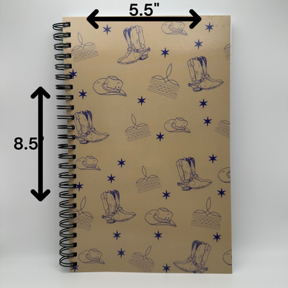 Neutral boots and cowboy hat western college lined Notebook | 5.5x8.5” A5 notebook