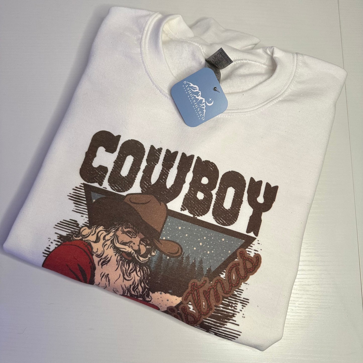 Cowboy Christmas Crewneck – Western Holiday Sweatshirt (Gildan)