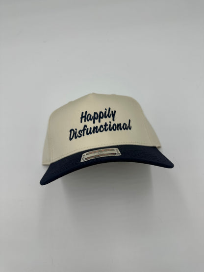 Happily Dysfunctional Trucker Hat – Embroidered Two-Tone Cap, Funny Western Style Snapback