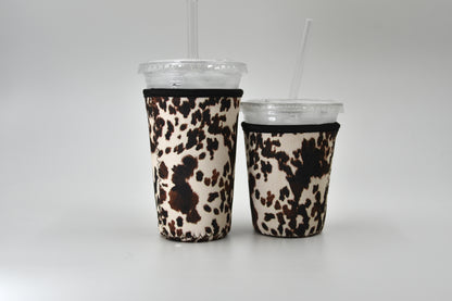 Cow Print Coffee Sleeve | Reusable Neoprene Iced Coffee Cup Cover (16–24oz)