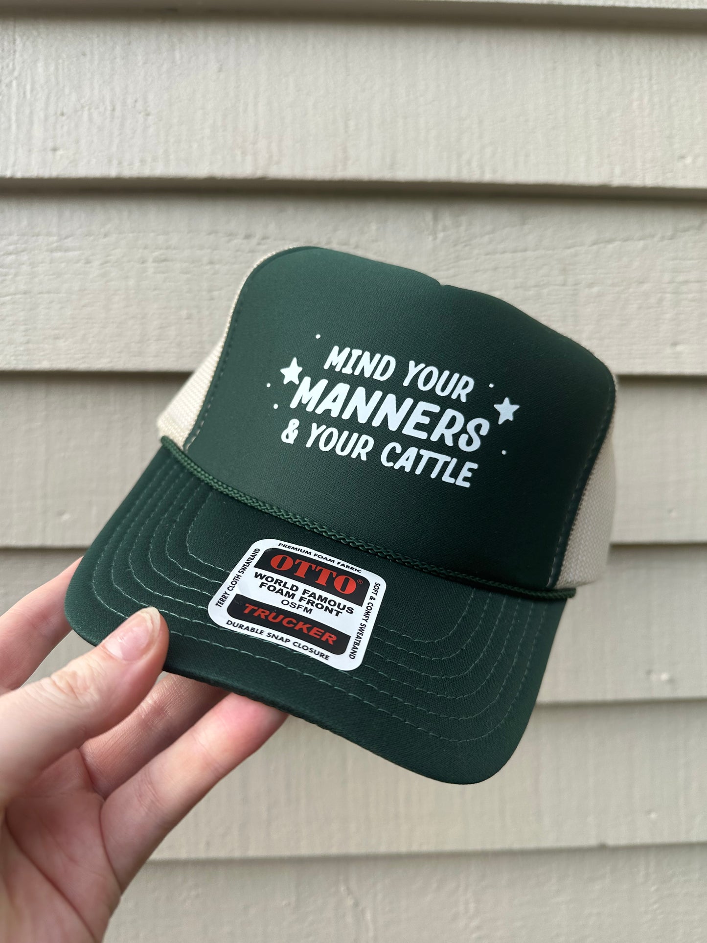 Mind Your Manners & Your Cattle Foam Trucker Hat | Western Snapback Hat