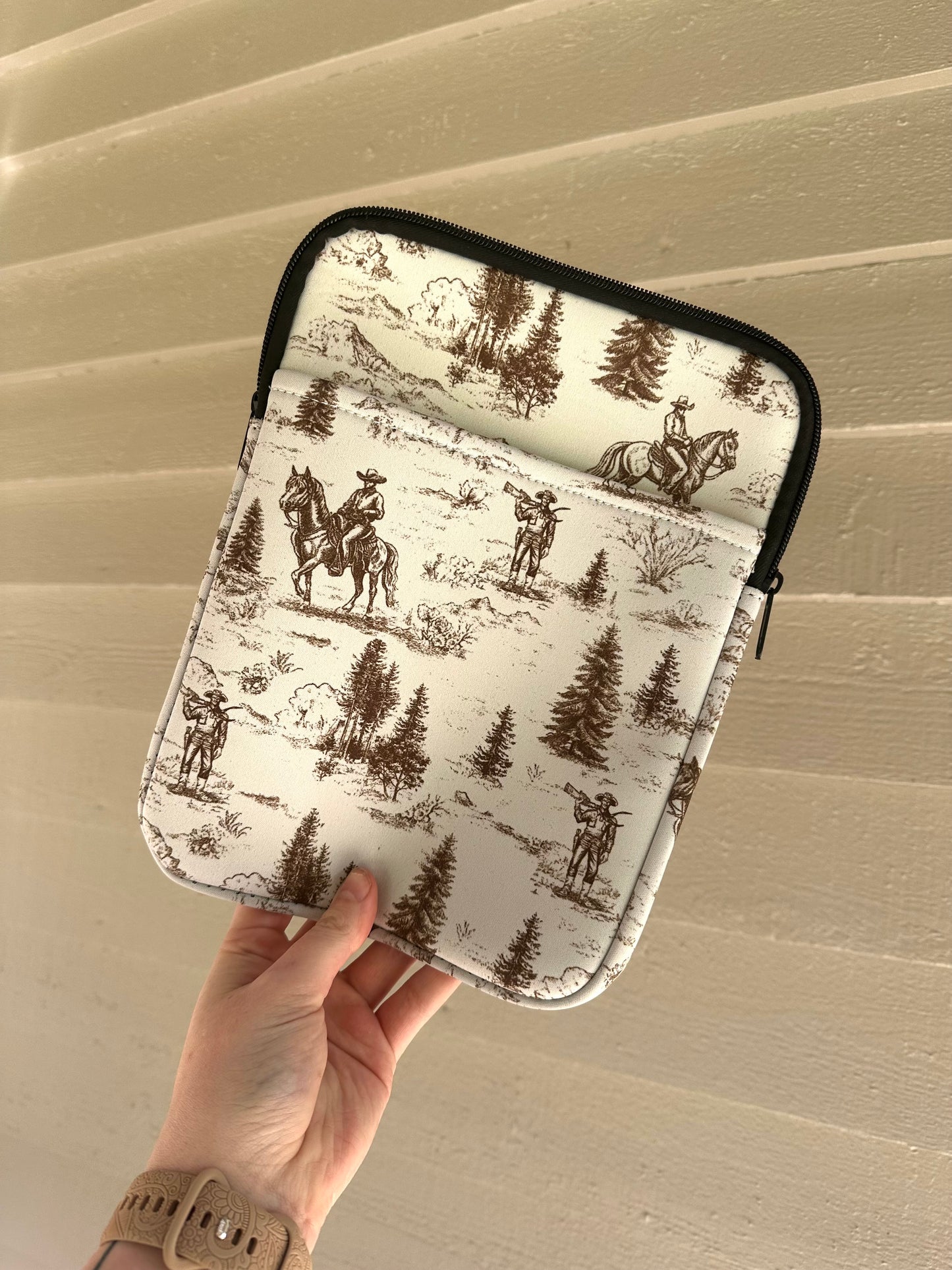 Golden Cowboy Print iPad Sleeve – Western Ranch Design Laptop or Tablet Case