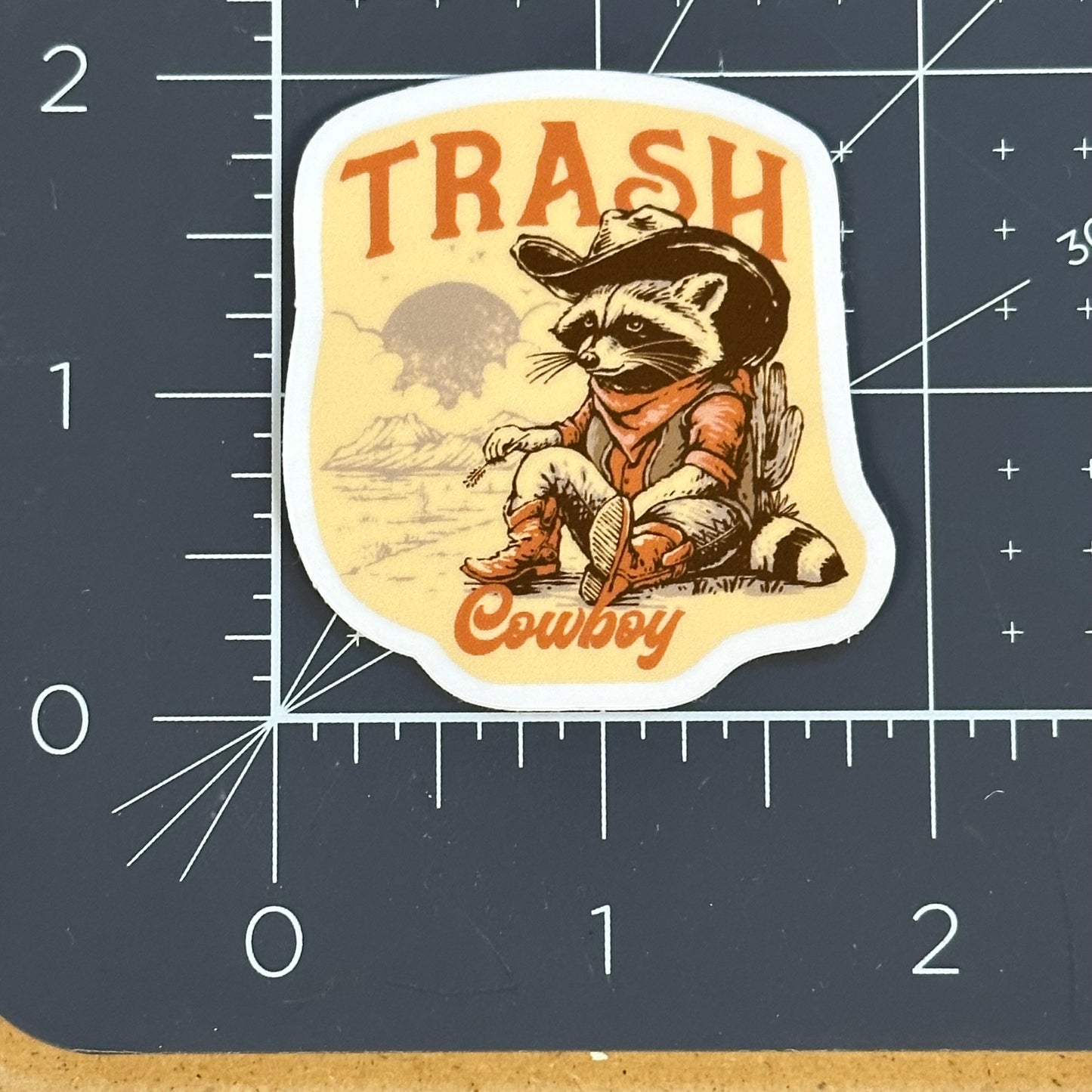 Trash cowboy raccoon sticker