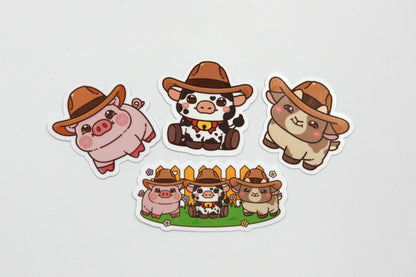 Cowboy Farm Animal Sticker Pack | Western sticker pack
