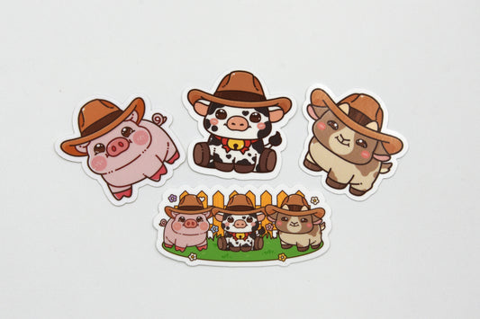 Cowboy Farm Animal Sticker Pack | Western sticker pack