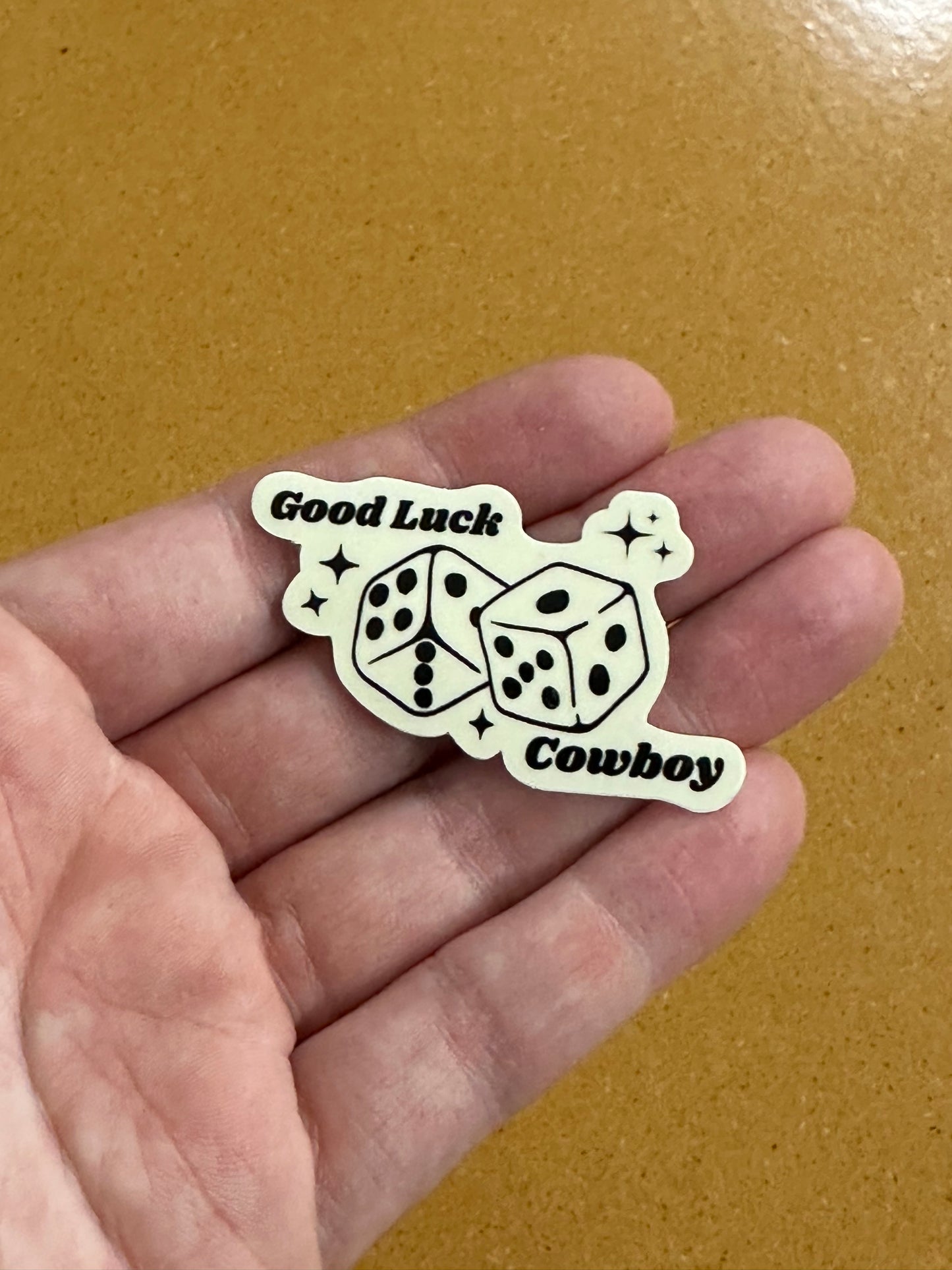 Good luck cowboy dice sticker