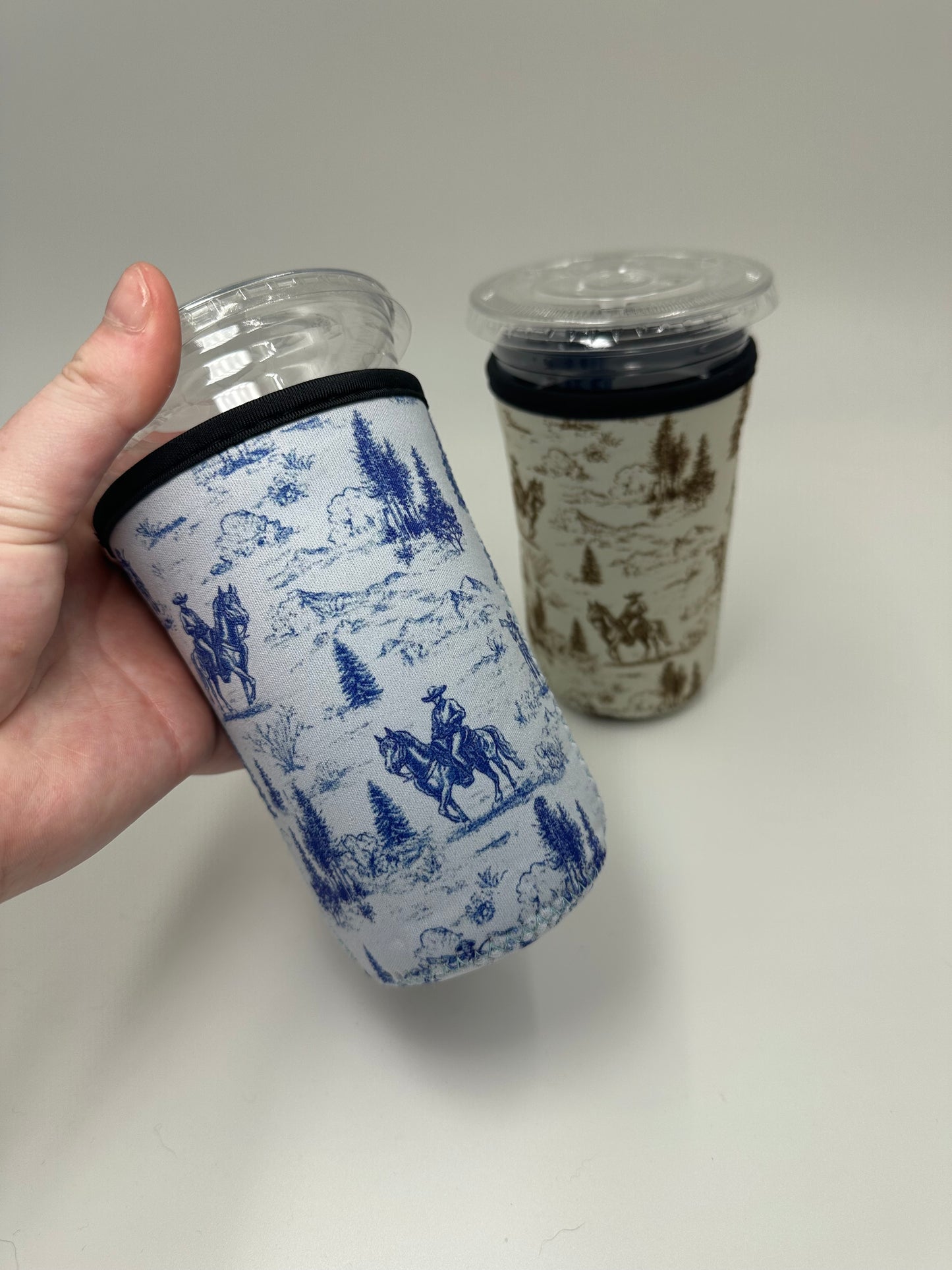 Western Golden Cowboy Coffee Sleeve | Reusable Neoprene Iced Coffee Cup Cover (16–24oz)