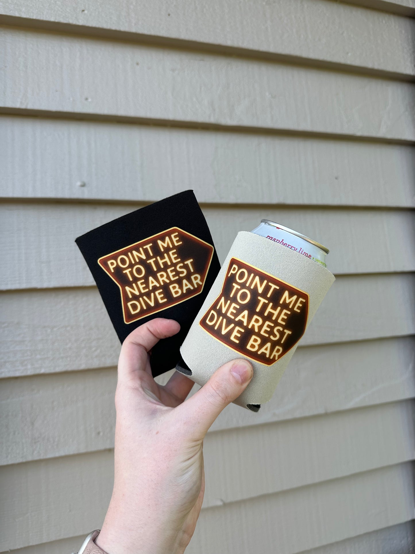 Point Me To The Nearest Dive Bar Can Cooler | Western Beer Koozie