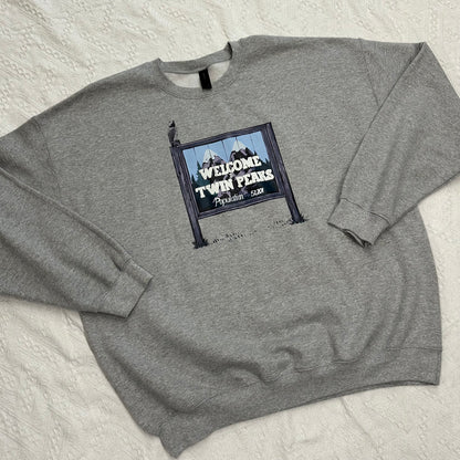 Twin Peaks Inspired Crewneck Sweatshirt | Gildan Heavy Blend | Sand, Grey, White | Cozy Graphic Pullover