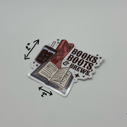 Books boots and brews sticker | coffee sticker | book sticker | western sticker