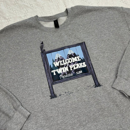 Twin Peaks Inspired Crewneck Sweatshirt | Gildan Heavy Blend | Sand, Grey, White | Cozy Graphic Pullover