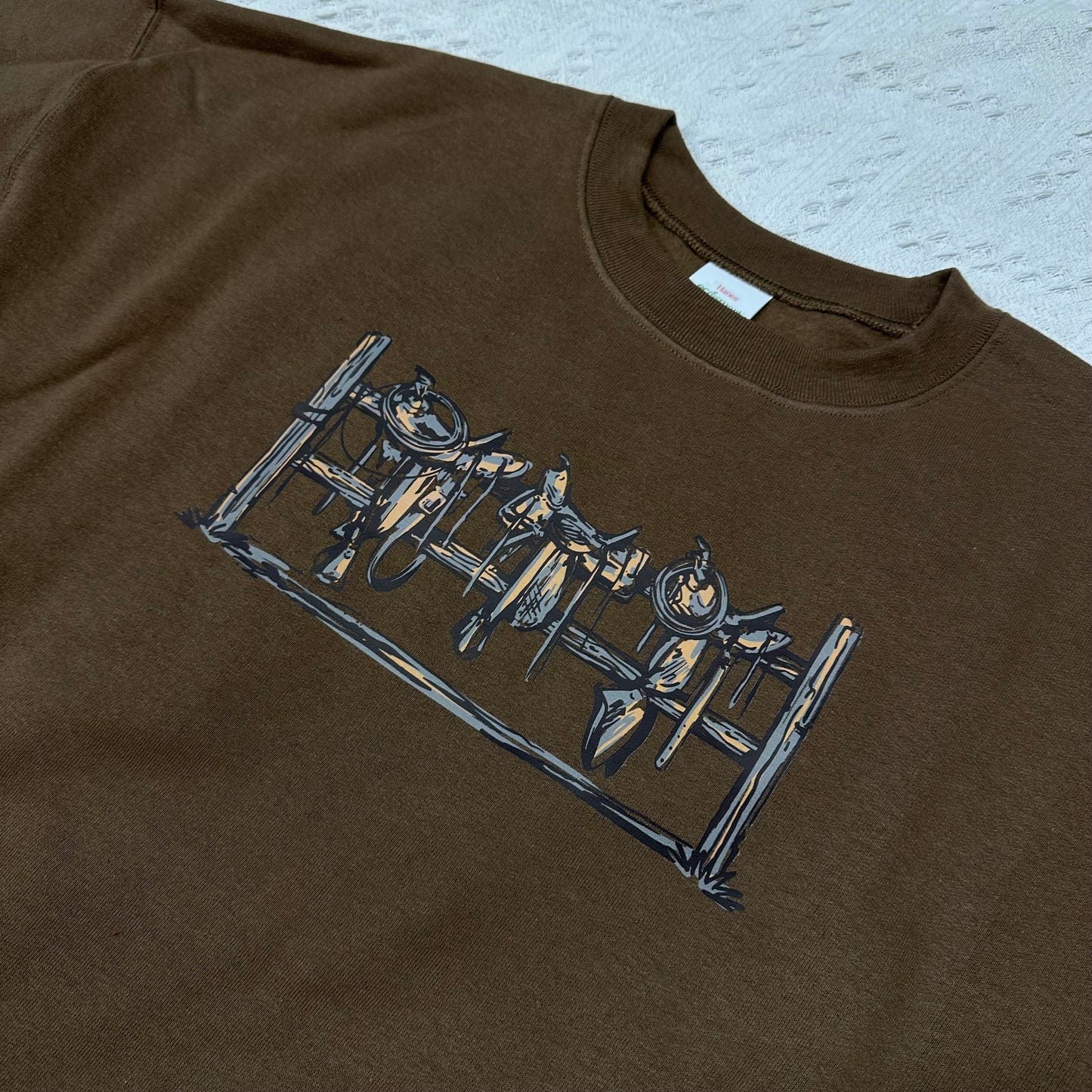 Saddles Up Colored Crewneck - Western Tack Sweatshirt