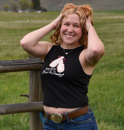 Here for the beer and cowboys cropped tank