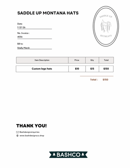 Custom logo hats for Saddle Up Retreats