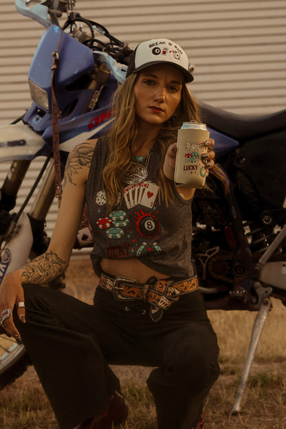Lucky Western Can Cooler | Candence x BASHCO | Break & Run Koozie
