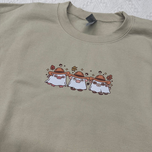 Cowboy farm animal Ghost Crewneck – Fall Western Gildan Unisex Sweatshirt