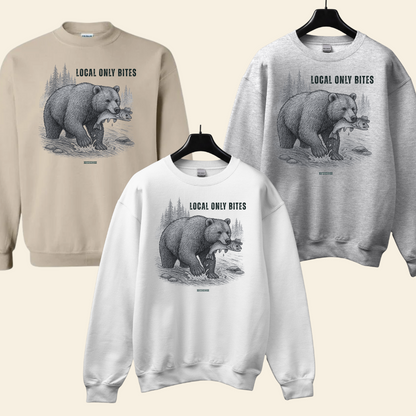 Local Only Bites Bear Crewneck – Western Graphic Gildan Unisex