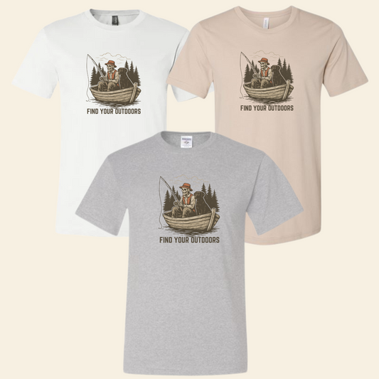 Find Your Outdoors Fishing Skeleton T-Shirt – Bella + Canvas & Jerzees