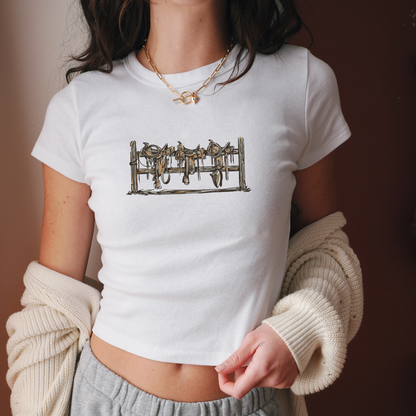 Saddles Up Cropped Tee - Western Tack Tee
