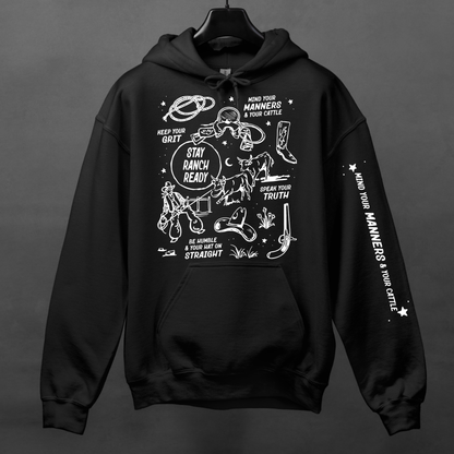 Mind Your Manners Western Graphic Hoodie | Stay Ranch Ready Pullover