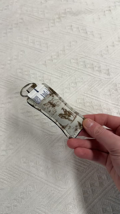 Chapstick Holder Keychain – Cow Print, Camo Pink Bow, Cowboy Toile, & Barn Toile