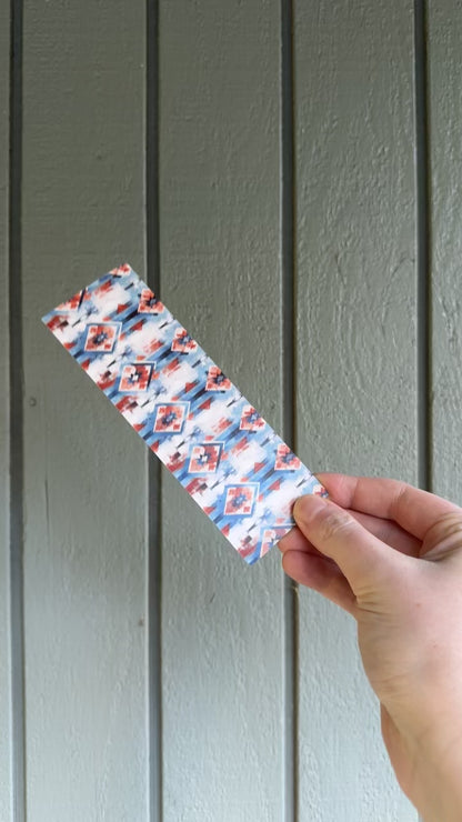 Blue aztec Paper Bookmark | Western Bookmark