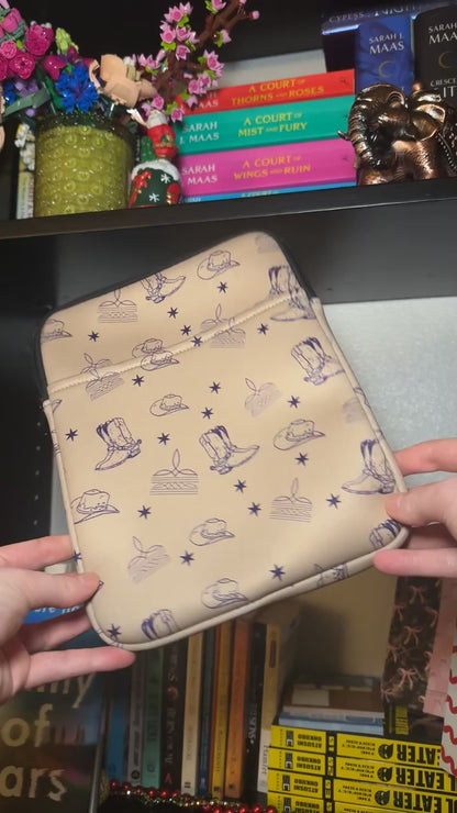 Book Sleeve | Tablet Sleeve | Neutral Cowboy pattern Western Cover